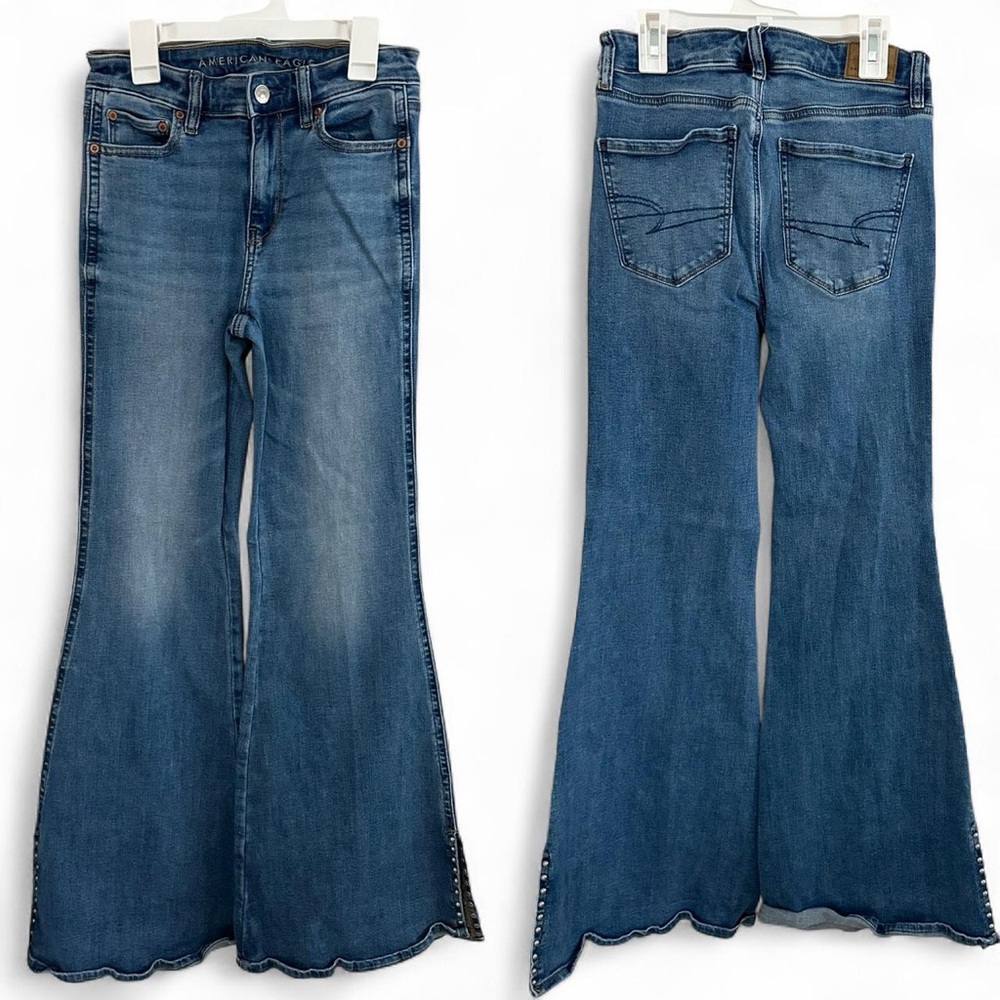 American Eagle Outfitters Blue Flare Wide Leg Jeans - Picture 1 of 6